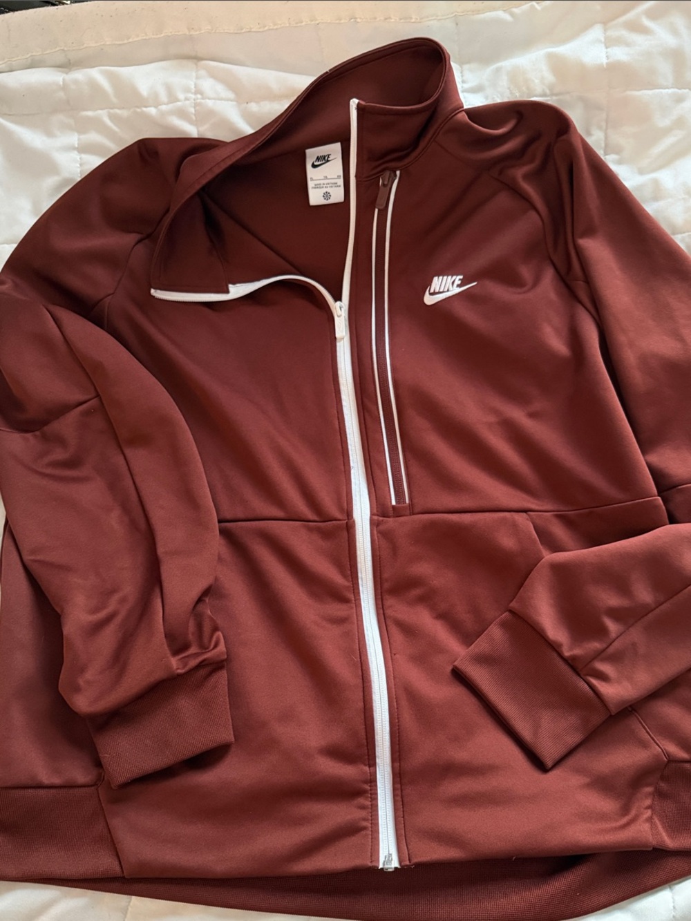 Nike Burgundy Brown-ish Zip-Up Jacket with White Trim